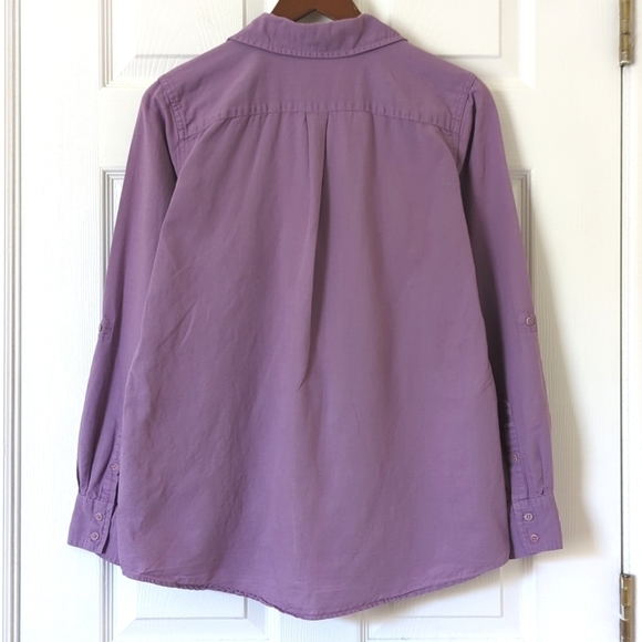 Orvis Classic Linen Blend Long Roll Tab Sleeve Button Down Shirt Purple Medium - Picture 13 of 14